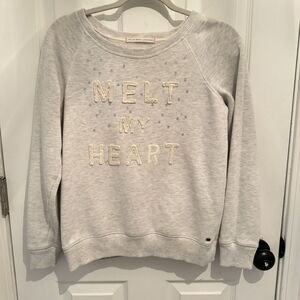 American Eagle Sweater Womens Medium Gray Sweatshirt Melt My Heart Logo Sequin M